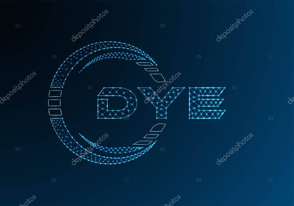 DYE low poly letter logo vector design. DYE lower poly logo design.