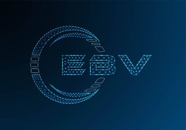 EBV düşük poli harfli logo vektör tasarımı. EBV düşük polyester logo tasarımı. Düşük polyester logo.