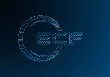 ECF düşük poli harfli logo vektör tasarımı. ECF düşük poli logo tasarımı. Düşük polyester logo.