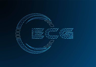 ECG düşük poli harfli logo vektör tasarımı. ECG düşük polyester logo tasarımı. Düşük polyester logo.
