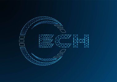 ECH düşük poli harfli logo vektör tasarımı. ECH düşük polyester logo tasarımı. Düşük polyester logo.