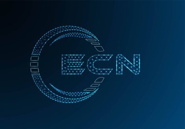 ECN düşük poli harfli logo vektör tasarımı. ECN düşük polyester logo tasarımı. Düşük polyester logo.