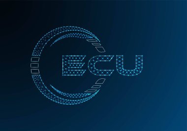 ECU düşük poli harfli logo vektör tasarımı. ECU düşük polyester logo tasarımı. Düşük polyester logo.
