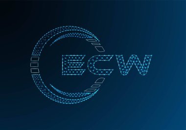 ECW düşük poli harfli logo vektör tasarımı. ECW düşük polyester logo tasarımı. Düşük polyester logo.