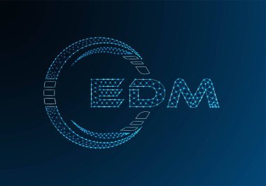 EDM düşük poli harfli logo vektör tasarımı. EDM düşük poli logo tasarımı. Düşük polyester logo.