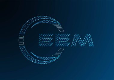 Elektromanyetik düşük poli harfli logo vektör tasarımı. Elektromanyetik elektromanyetik logo tasarımı. Düşük polyester logo.