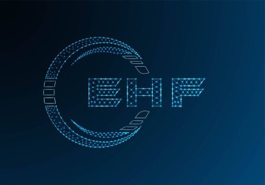 EHF düşük poli harfli logo vektör tasarımı. EHF düşük poli logo tasarımı. Düşük polyester logo.