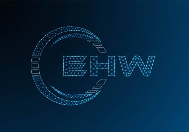 EHW düşük poli harfli logo vektör tasarımı. EHW düşük polyester logo tasarımı. Düşük polyester logo.