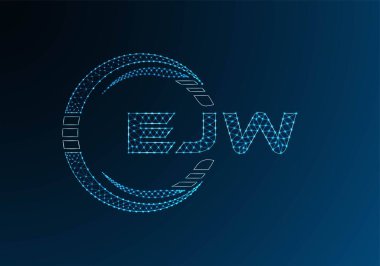 EJW düşük poli harfli logo vektör tasarımı. EJW düşük polyester logo tasarımı. Düşük polyester logo.