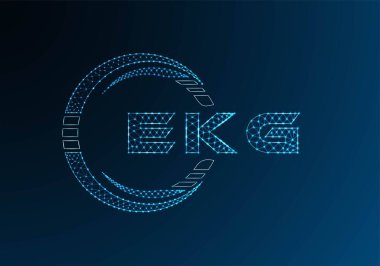 EKG düşük poli harfli logo tasarımı. EKG düşük polyester logo tasarımı. Düşük polyester logo.