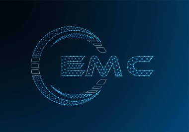 EMC düşük poli harfli logo vektör tasarımı. EMC düşük polyester logo tasarımı. Düşük polyester logo.