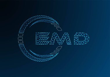 EMD düşük poli harfli logo vektör tasarımı. EMD düşük polyester logo tasarımı. Düşük polyester logo.