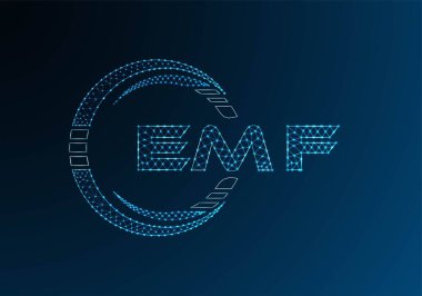 EMF düşük poli harfli logo vektör tasarımı. EMF düşük poli logo tasarımı. Düşük polyester logo.