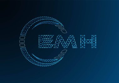 EMH düşük poli harfli logo vektör tasarımı. EMH düşük poli logo tasarımı. Düşük polyester logo.
