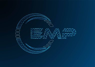 EMP düşük poli harfli logo vektör tasarımı. EMP düşük polyester logo tasarımı. Düşük polyester logo.