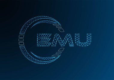 EMU düşük poli harfli logo vektör tasarımı. EMU düşük polyester logo tasarımı. Düşük polyester logo.