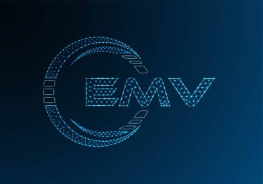 EMV düşük poli harfli logo vektör tasarımı. EMV düşük poli logo tasarımı. Düşük polyester logo.