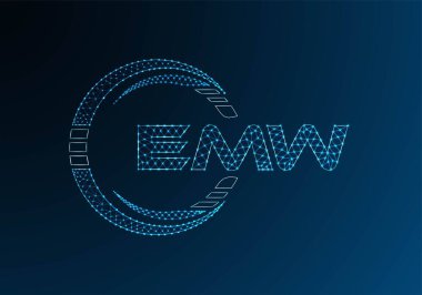 EMW düşük poli harfli logo vektör tasarımı. EMW düşük polyester logo tasarımı. Düşük polyester logo.