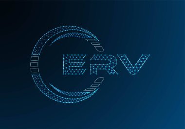 ERV düşük poli harfli logo vektör tasarımı. ERV düşük poli logo tasarımı. Düşük polyester logo.