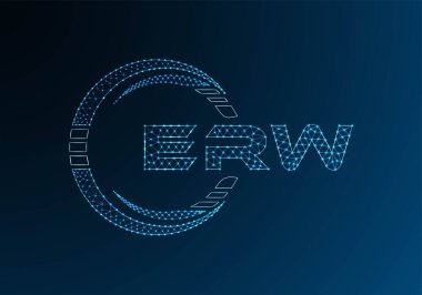 ERW düşük poli harfli logo vektör tasarımı. ERW düşük polyester logo tasarımı. Düşük polyester logo.