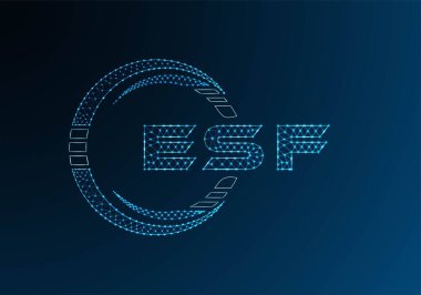 ESF düşük poli harfli logo vektör tasarımı. ESF düşük polyester logo tasarımı. Düşük polyester logo.