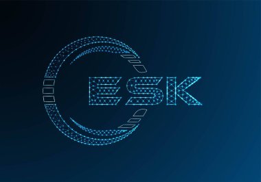 ESK düşük poli harfli logo vektör tasarımı. ESK düşük polyester logo tasarımı. Düşük polyester logo.