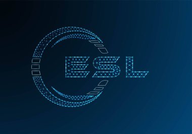 ESL düşük poli harfli logo vektör tasarımı. ESL düşük polyester logo tasarımı. Düşük polyester logo.