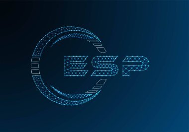 ESP düşük poli harfli logo vektör tasarımı. ESP düşük polyester logo tasarımı. Düşük polyester logo.