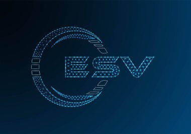 ESV düşük poli harfli logo vektör tasarımı. ESV düşük polyester logo tasarımı. Düşük polyester logo.