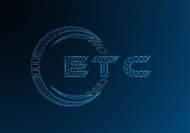 ETC düşük poli harfli logo vektör tasarımı. ETC düşük polyester logo tasarımı. Düşük polyester logo.