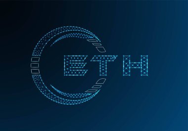 ETH düşük poli harfli logo vektör tasarımı. ETH düşük polyester logo tasarımı. Düşük polyester logo.