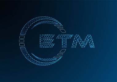 ETM düşük poli harfli logo vektör tasarımı. ETM düşük polyester logo tasarımı. Düşük polyester logo.