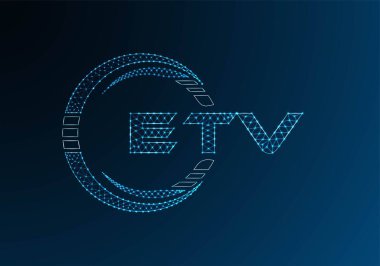 ETV düşük poli harfli logo vektör tasarımı. ETV düşük polyester logo tasarımı. Düşük polyester logo.