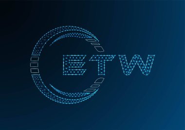 ETW düşük poli harfli logo vektör tasarımı. ETW düşük polyester logo tasarımı. Düşük polyester logo.