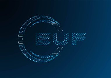 EUF düşük poli harfli logo vektör tasarımı. EUF düşük poli logosu tasarımı. Düşük polyester logo.