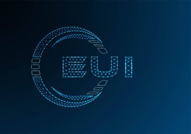 EUI düşük poli harfli logo vektör tasarımı. EUI düşük poli logo tasarımı. Düşük polyester logo.