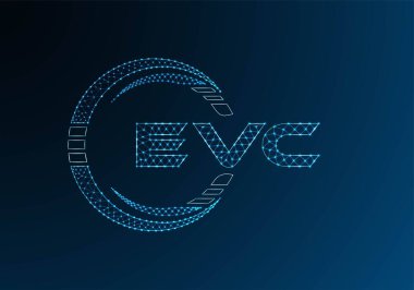 EVC düşük poli harfli logo vektör tasarımı. EVC düşük polyester logo tasarımı. Düşük polyester logo.