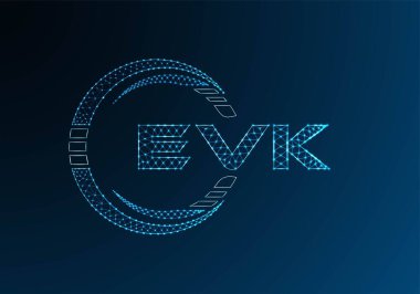 EVK düşük poli harfli logo vektör tasarımı. EVK düşük polyester logo tasarımı. Düşük polyester logo.