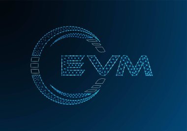 EVM düşük poli harfli logo vektör tasarımı. EVM düşük polyester logo tasarımı. Düşük polyester logo.