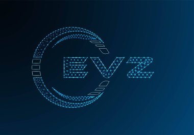 EVZ düşük poli harfli logo vektör tasarımı. EVZ düşük polyester logo tasarımı. Düşük polyester logo.