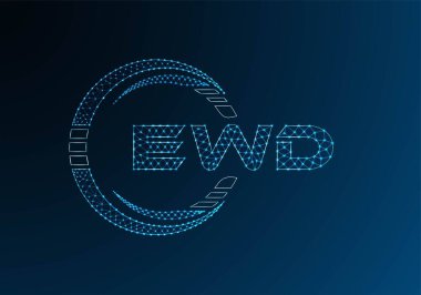 EWD düşük poli harfli logo vektör tasarımı. EWD düşük polyester logo tasarımı. Düşük polyester logo.