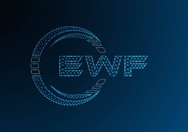 EWF düşük poli harfli logo vektör tasarımı. EWF düşük polyester logo tasarımı. Düşük polyester logo.