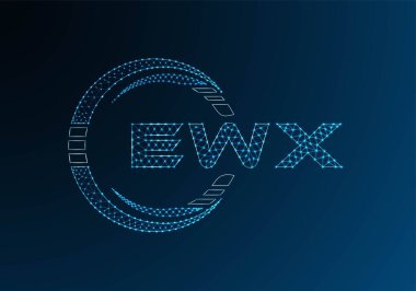 EWX düşük poli harfli logo vektör tasarımı. EWX düşük poli logo tasarımı. Düşük polyester logo.