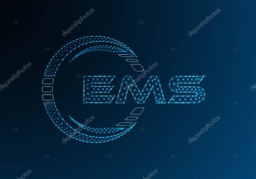 EMS low poly letter logo vector design. EMS lower poly logo design. Low poly logo.