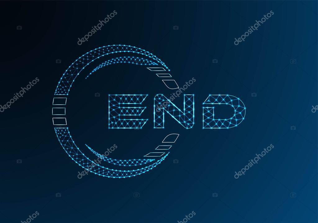 END low poly letter logo vector design. END lower poly logo design. Low poly logo.