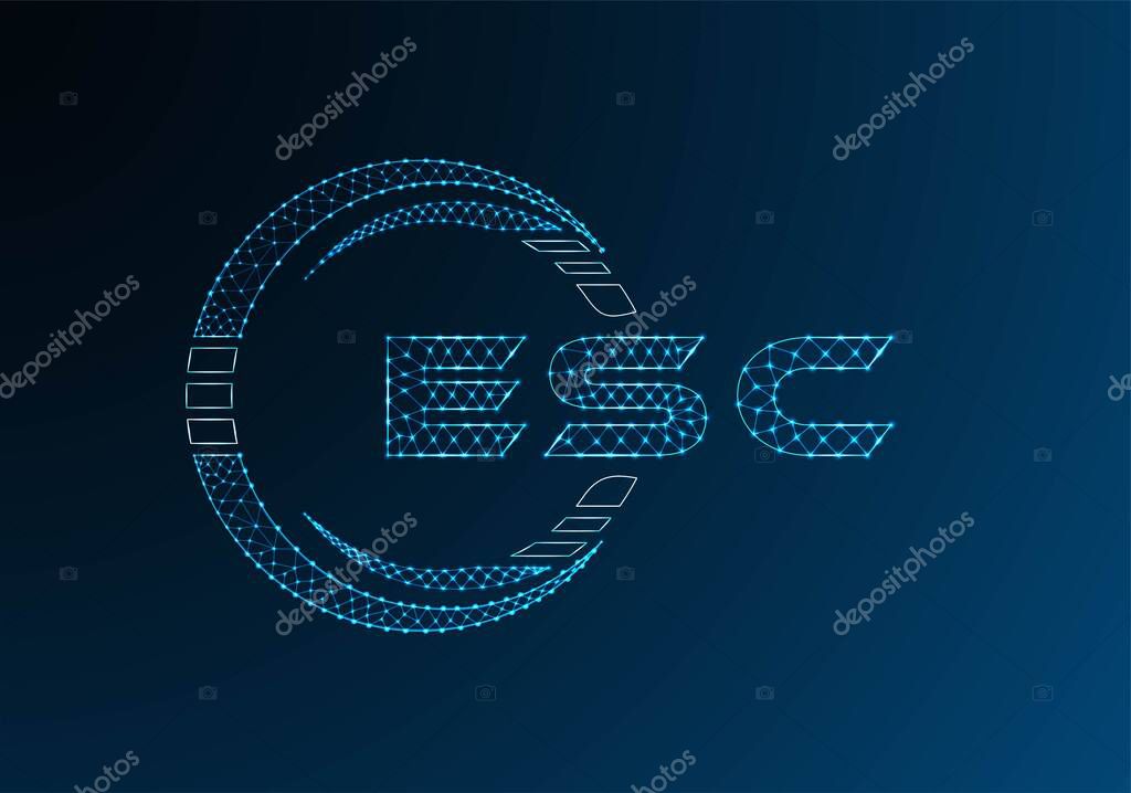 ESC low poly letter logo vector design. ESC lower poly logo design. Low poly logo.