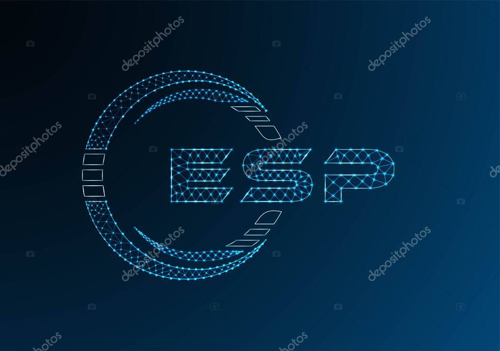 ESP low poly letter logo vector design. ESP lower poly logo design. Low poly logo.