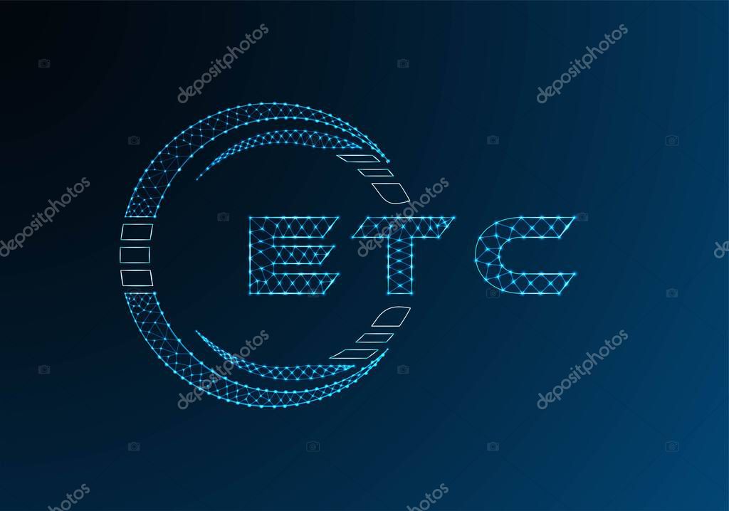 ETC low poly letter logo vector design. ETC lower poly logo design. Low poly logo.