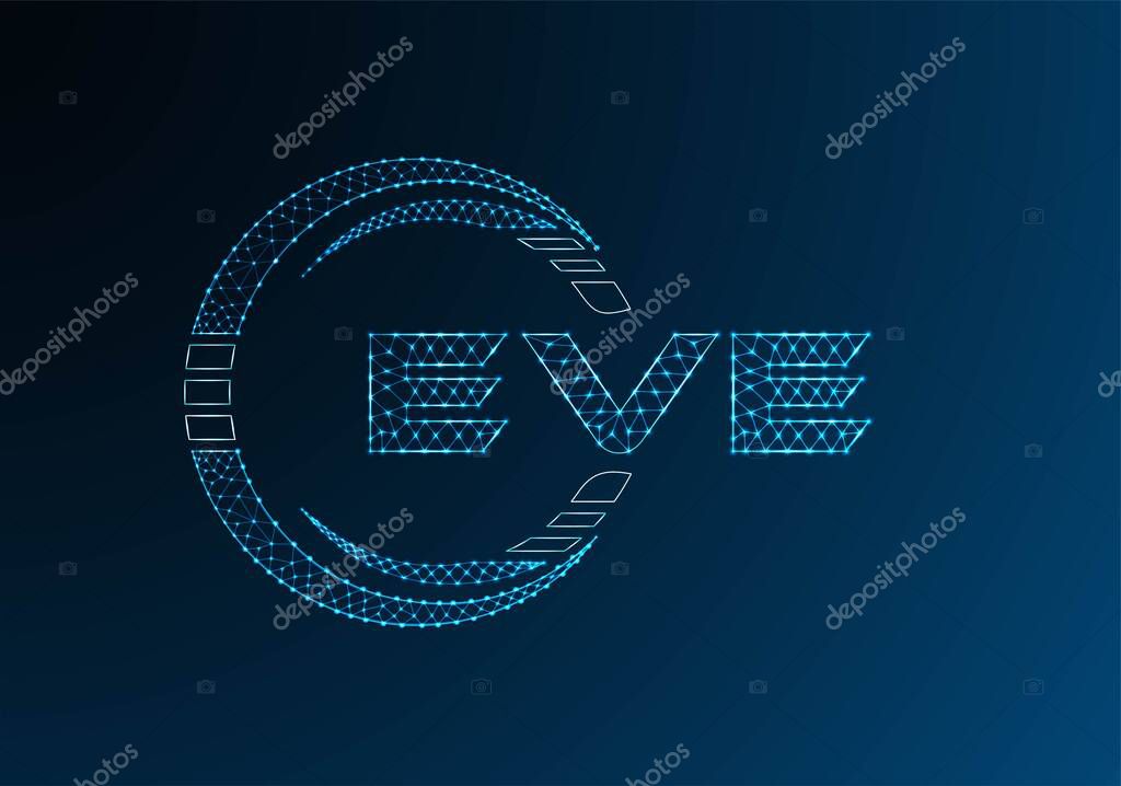 EVE low poly letter logo vector design. EVE lower poly logo design. Low poly logo.