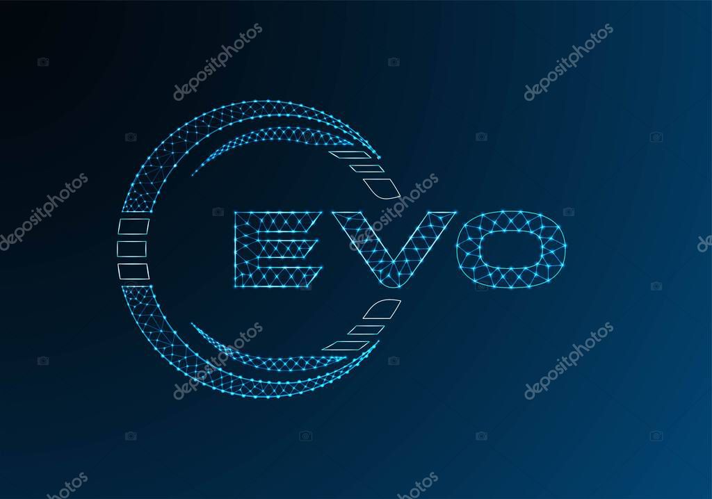 EVO low poly letter logo vector design. EVO lower poly logo design. Low poly logo.